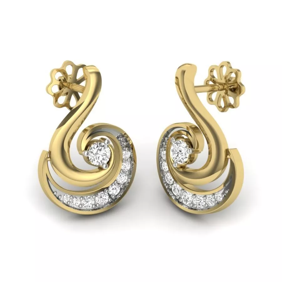 SILVER AND GOLD LONG EARRINGS 3D print model