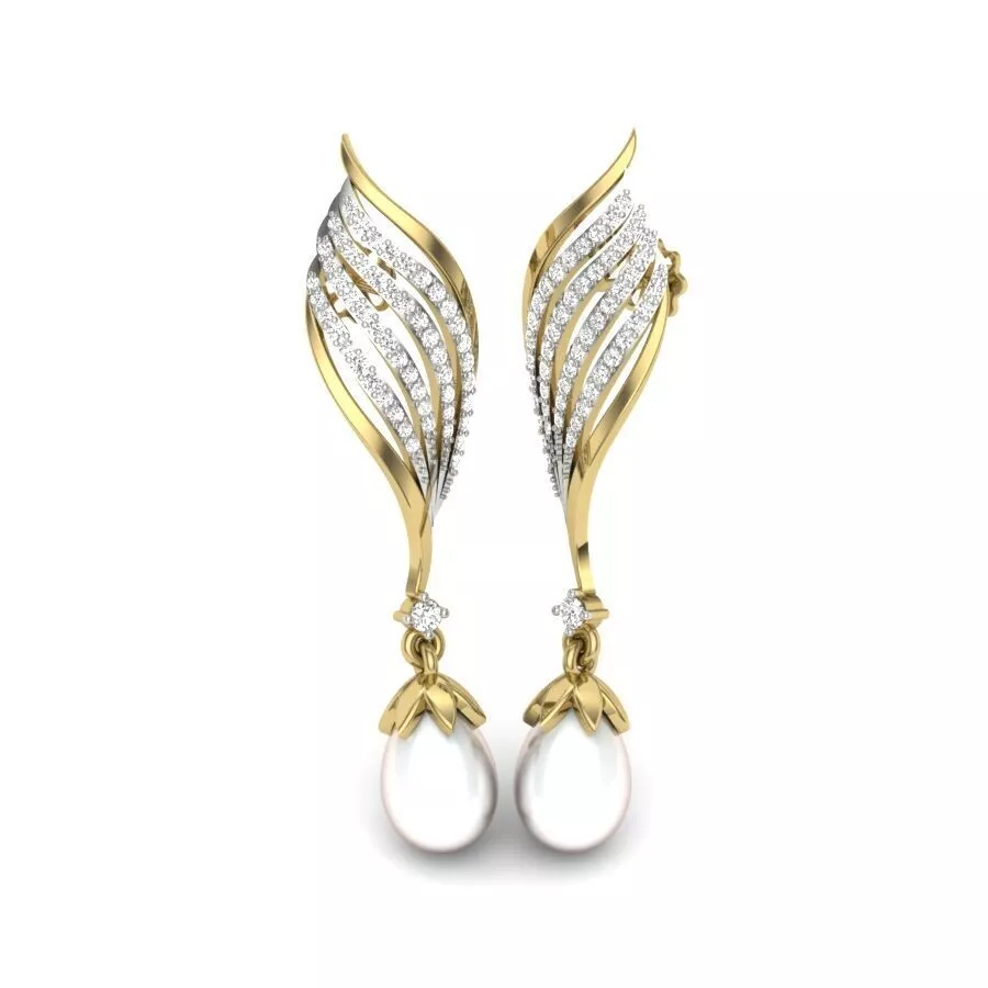 SILVER AND GOLD LONG EARRINGS 3D print model