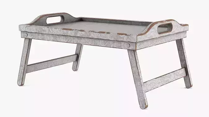 Wooden Bed Tray Table with Peeling Paint 3D model