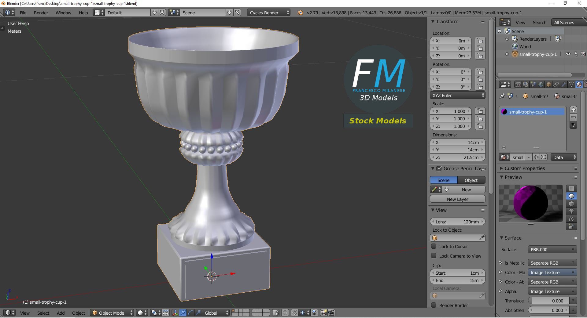 Small trophy cup 1 3D model_9