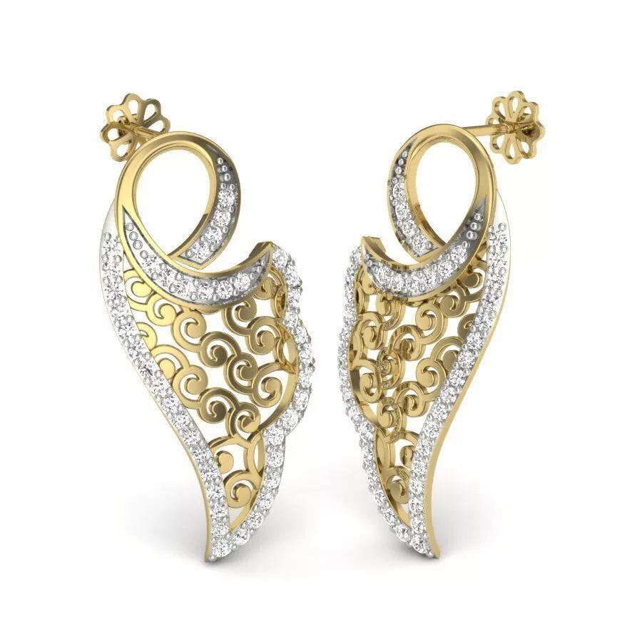 SILVER AND GOLD LONG EARRINGS 3D print model