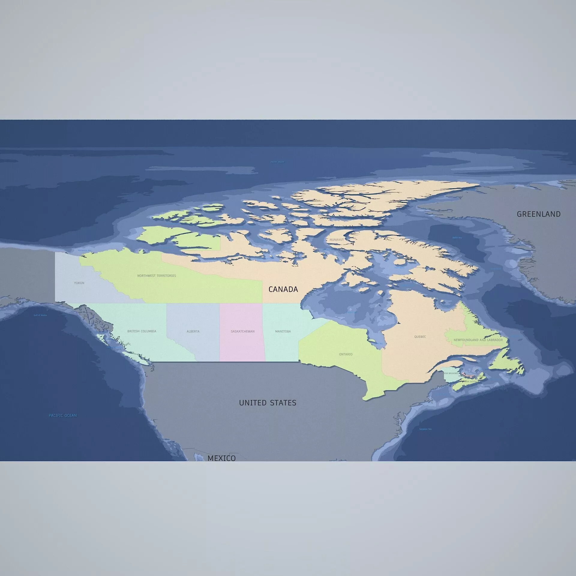 Canada 3D Map-Lat Long Coords-States-Standard 3D model