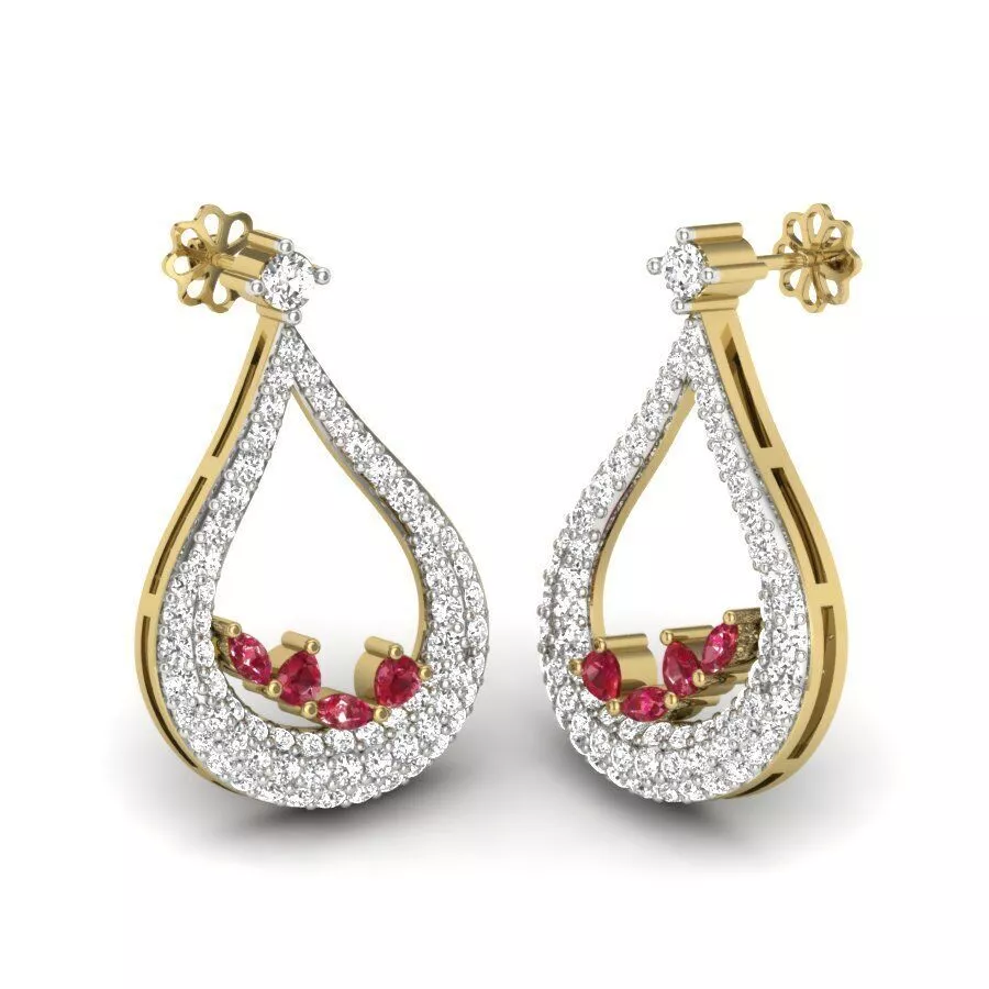 SILVER AND GOLD LONG EARRINGS 3D print model