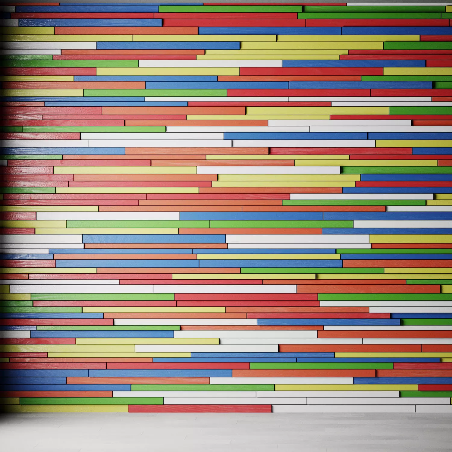 Wall of colored wooden slats Low-poly 3D model_0