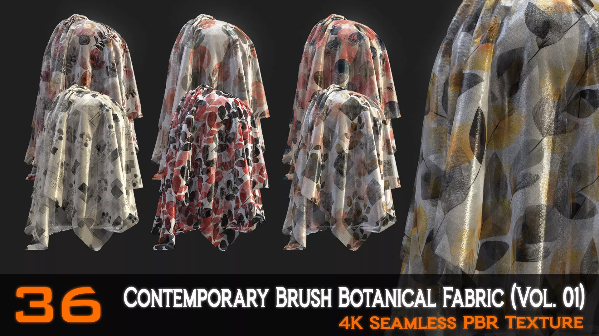 36 Contemporary Brush Botanical Fabric Vol 01 Texture
