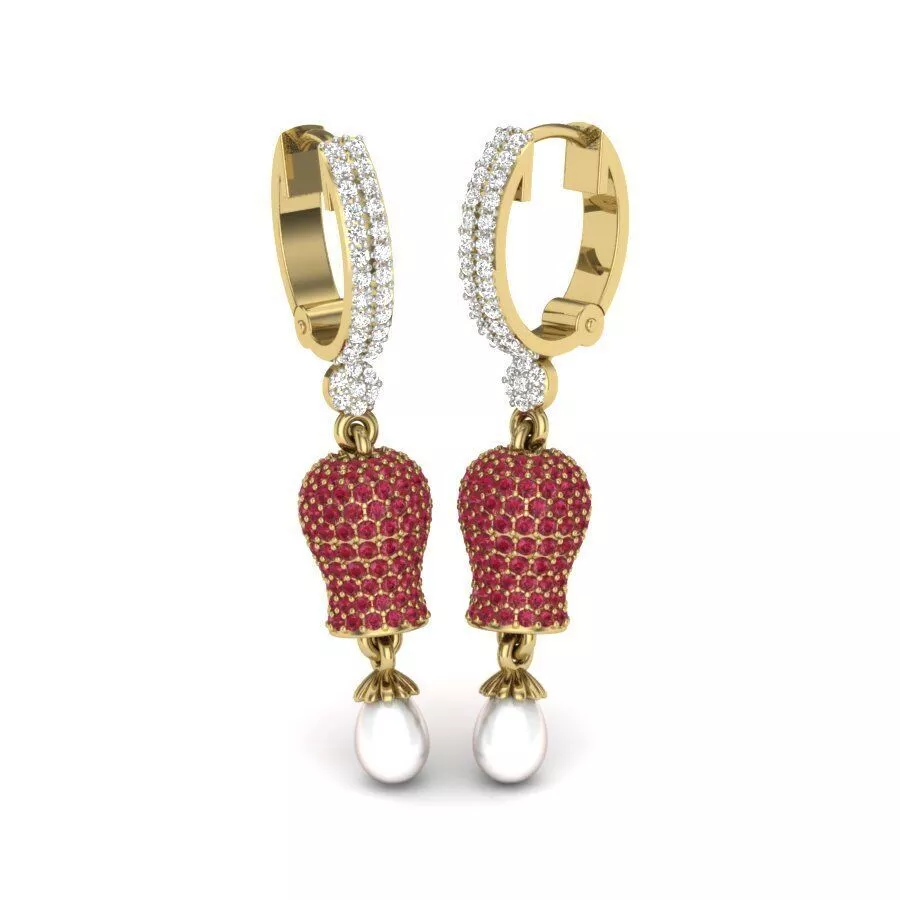 SILVER AND GOLD LONG EARRINGS 3D print model