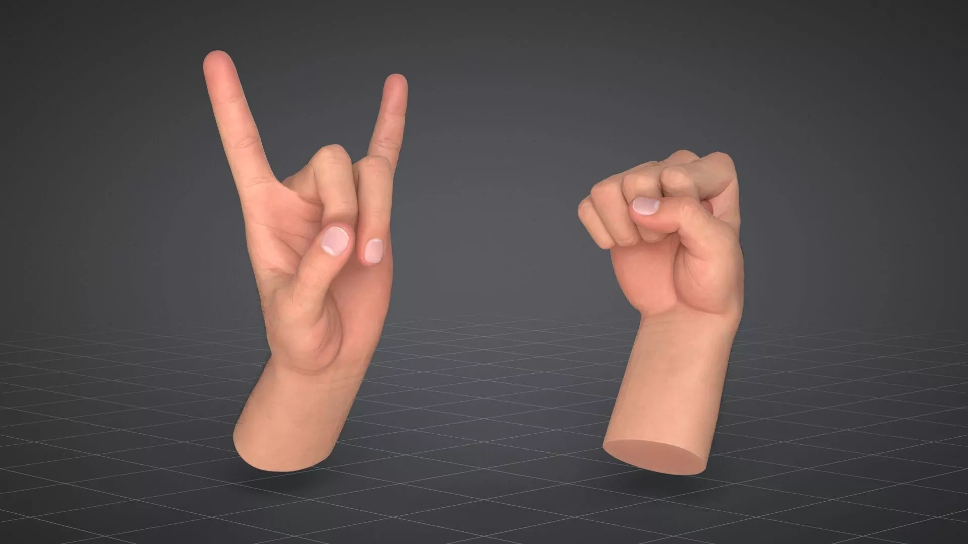 Male Hands Rigged 3D model
