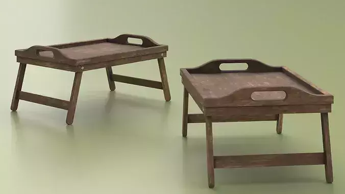 Wooden Bed Tray 3D model 6