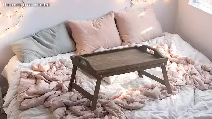 Wooden Bed Tray 3D model 5