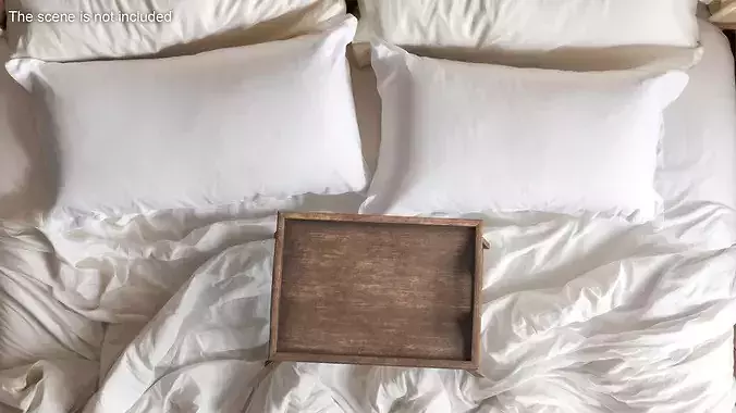 Wooden Bed Tray 3D model 3