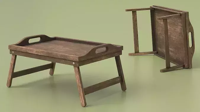 Wooden Bed Tray 3D model 7