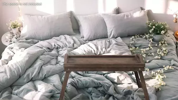 Wooden Bed Tray 3D model 4