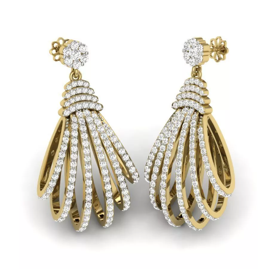 SILVER AND GOLD LONG EARRINGS 3D print model