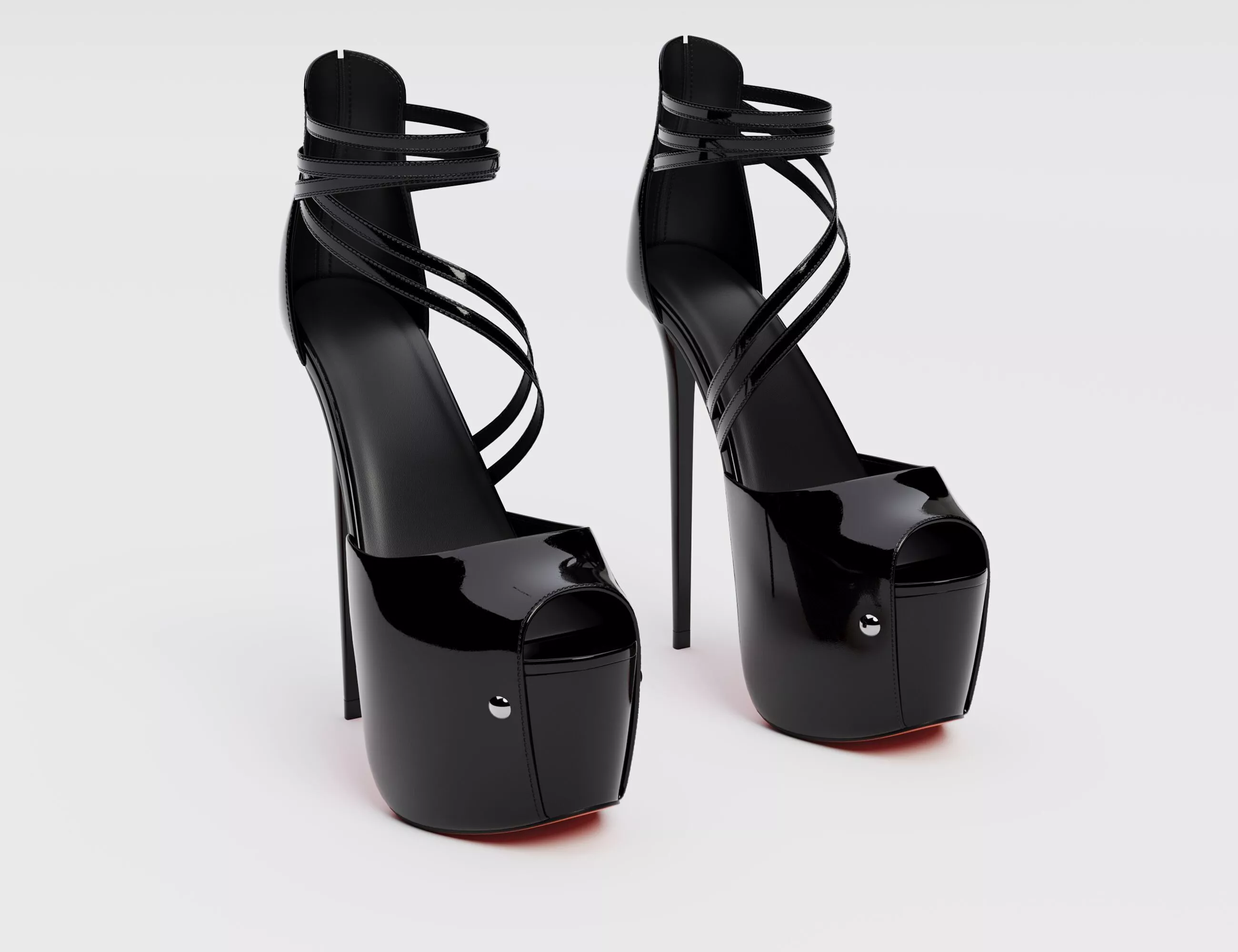 Patent cross strap high heels Low-poly 3D model
