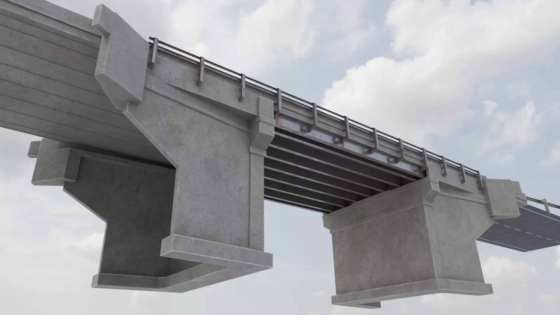 Road Bridge Low-poly 3D model_2