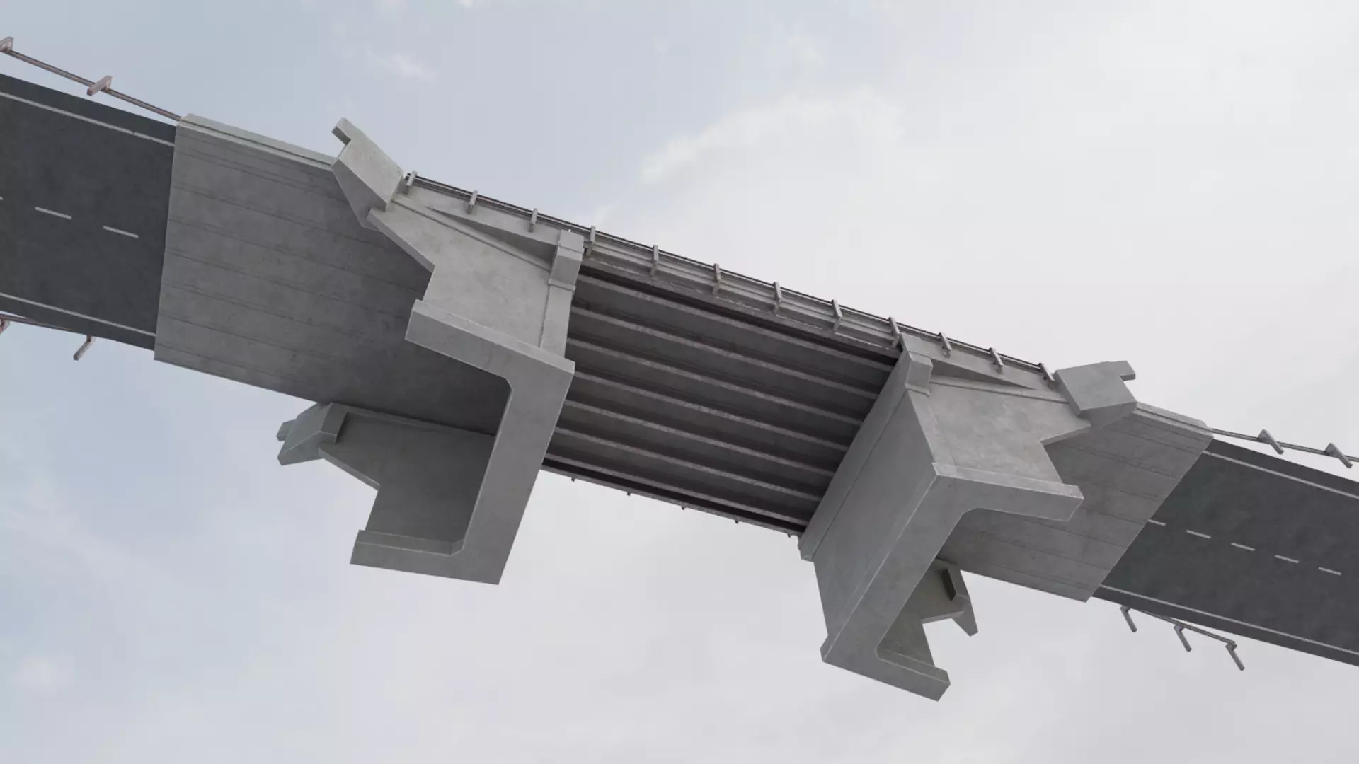 Road Bridge Low-poly 3D model_3