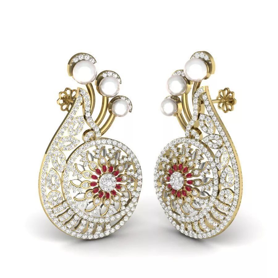 SILVER AND GOLD LONG EARRINGS 3D print model
