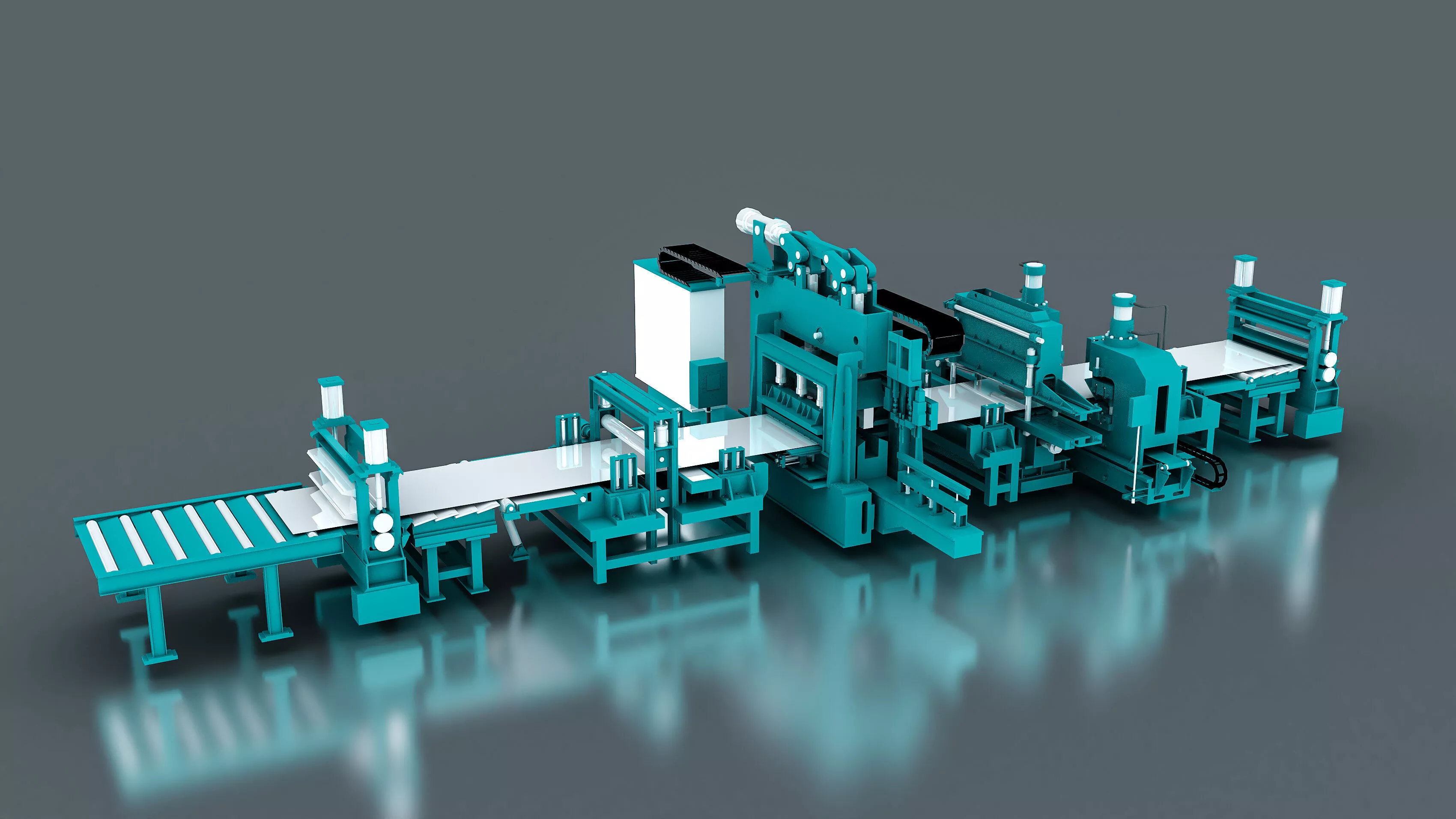 Metal Sheet Straightening Rolling and Cutting Machine 3D model