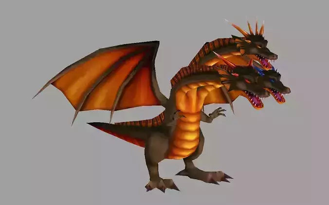 model dragon with orange and wings