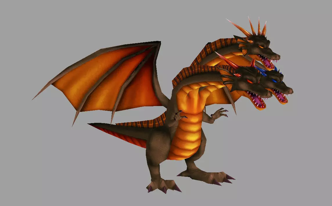 model dragon with orange and wings Low-poly 3D model