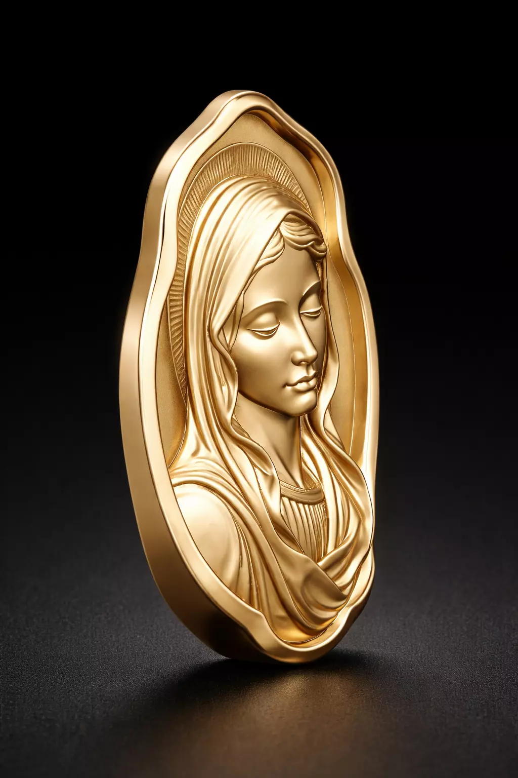 Premium Virgin Mary Halo Relief Pendant STL 3D print model