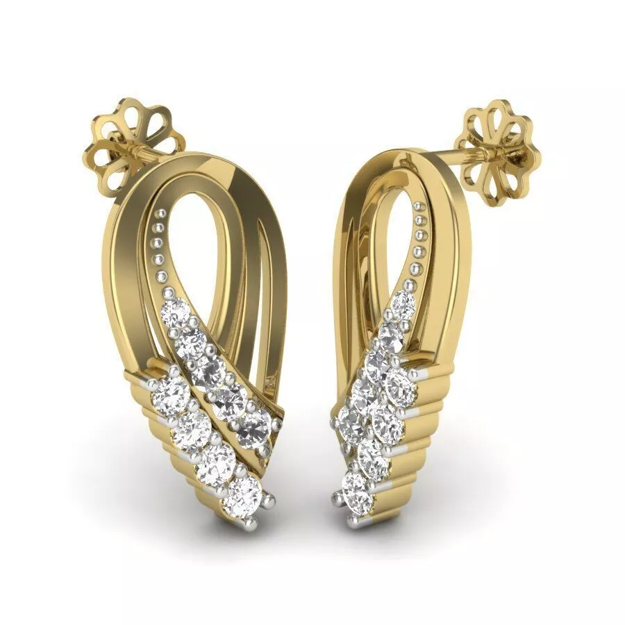 SILVER AND GOLD LONG EARRINGS 3D print model