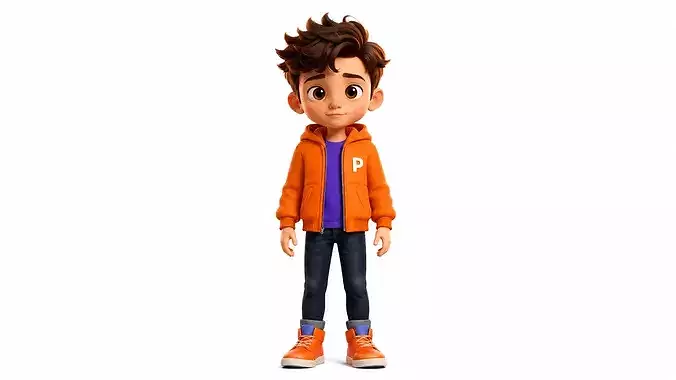 Cute Stylized Cartoon Boy Kid Character Rigged Animated