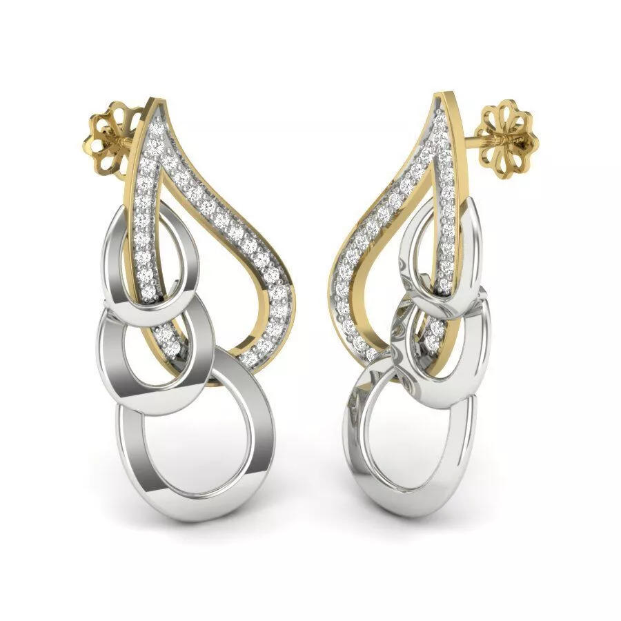SILVER AND GOLD LONG EARRINGS 3D print model