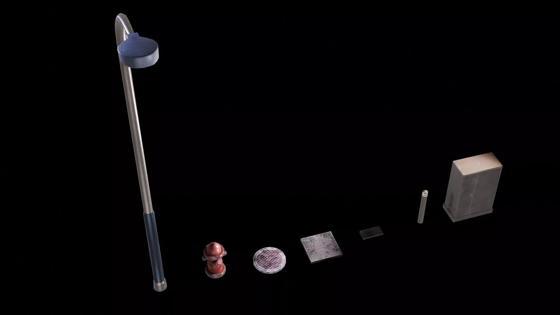 Urban Infrastructure Pack Ver02 Street Props Collection Low-poly 3D model