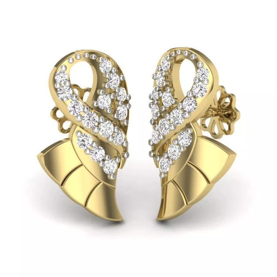 SILVER AND GOLD LONG EARRINGS 3D print model