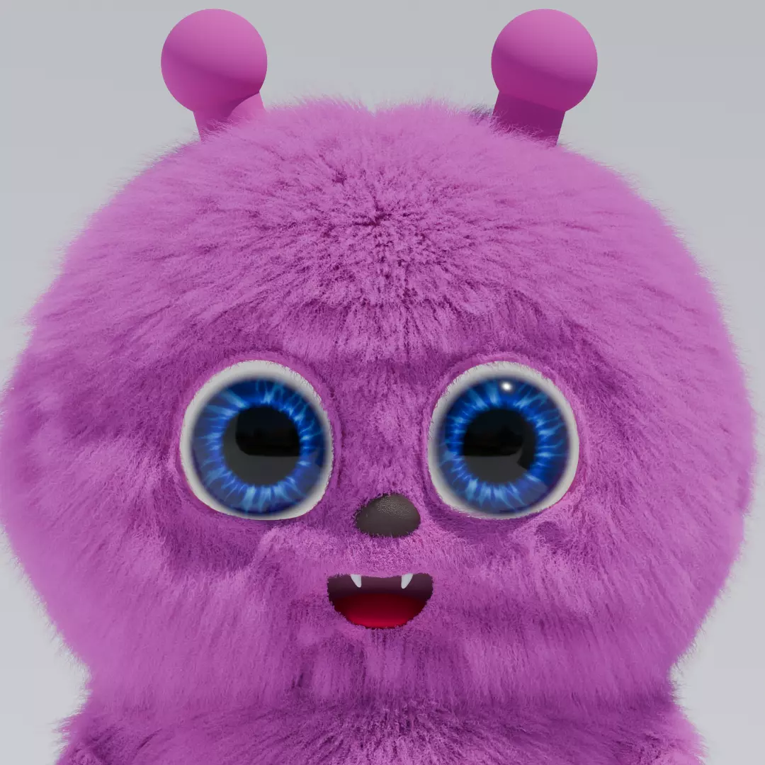 Fluffy Pink Alien Monster Character 3D Model 3D model