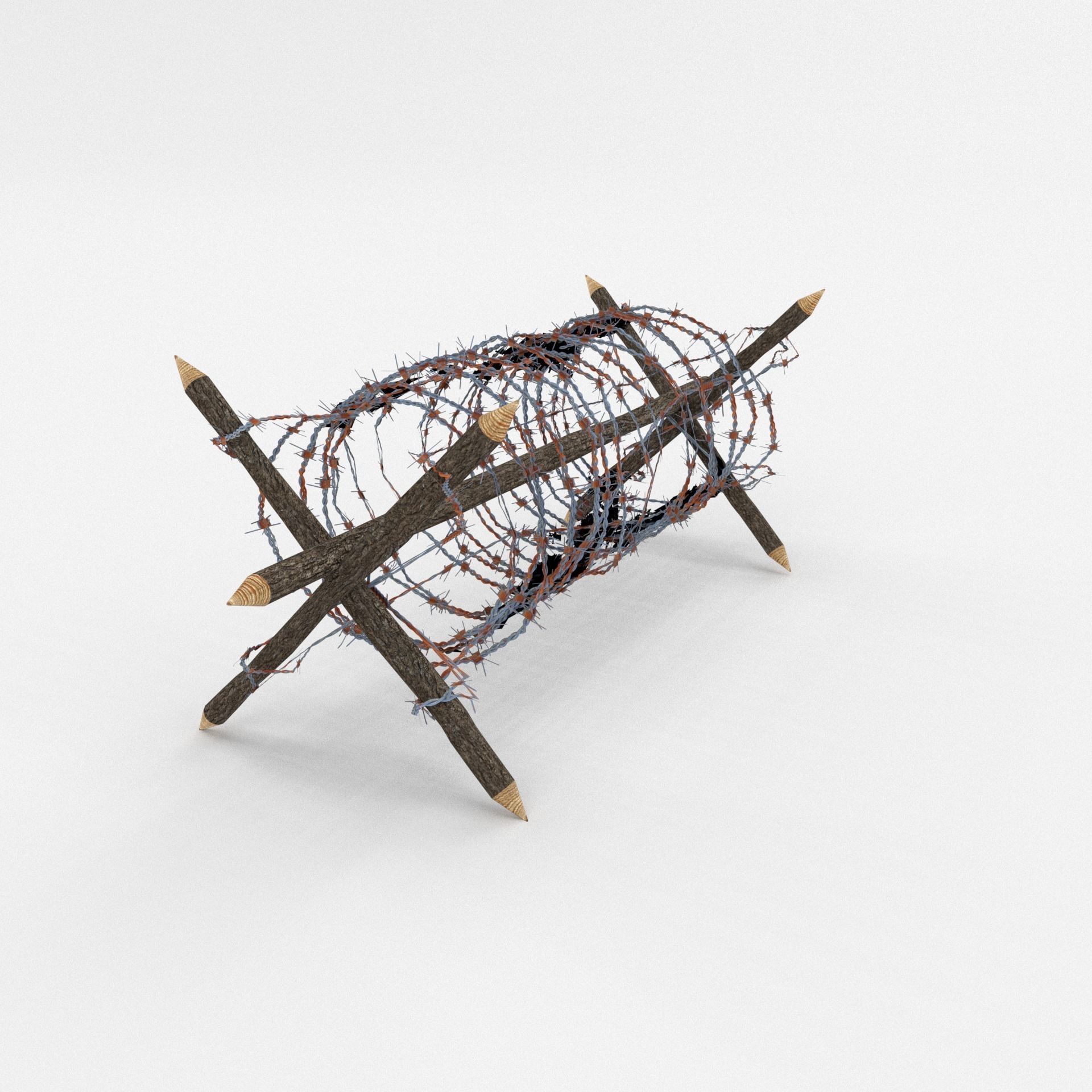 Lowpoly Barb Wire Obstacle Low-poly 3D model_4