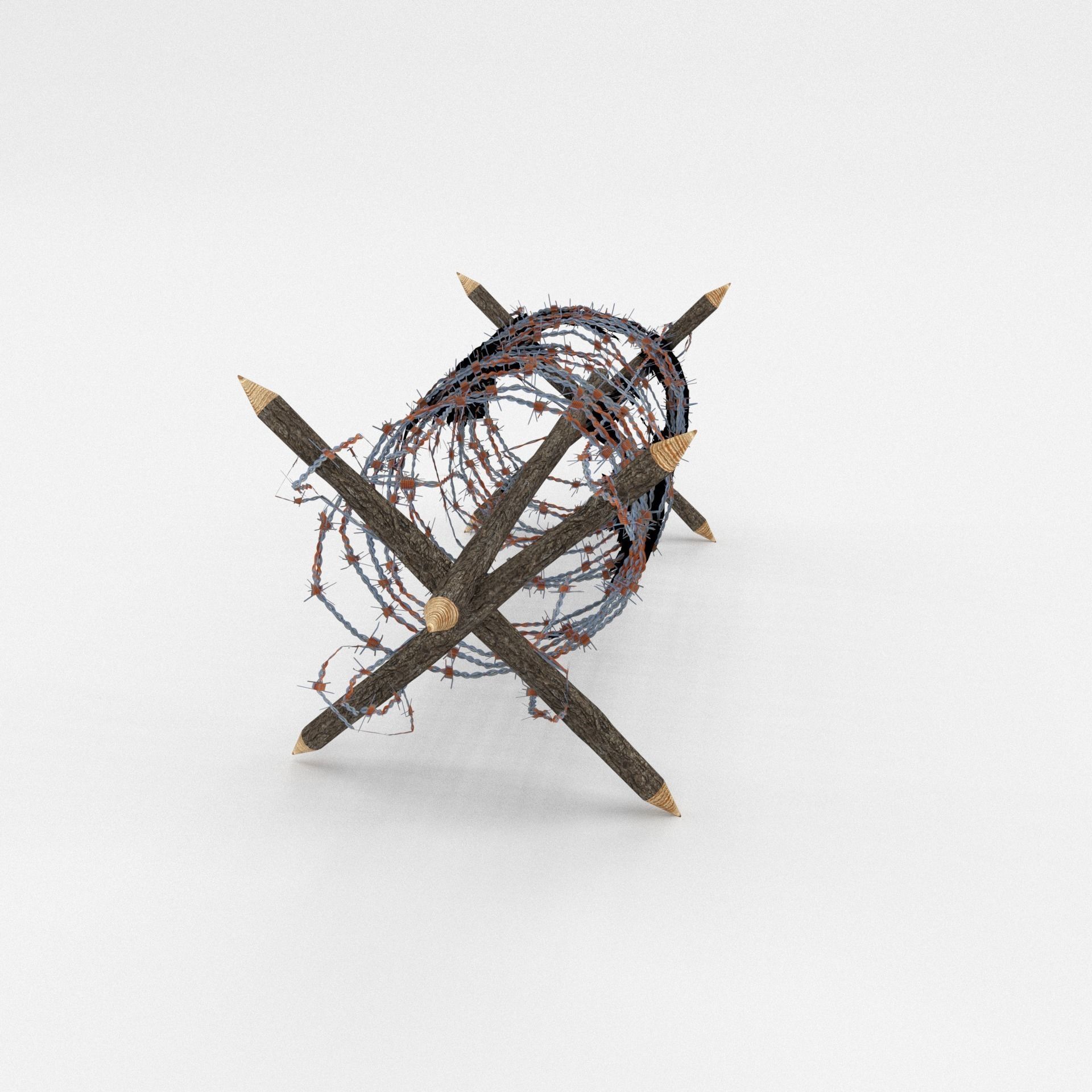 Lowpoly Barb Wire Obstacle Low-poly 3D model_3