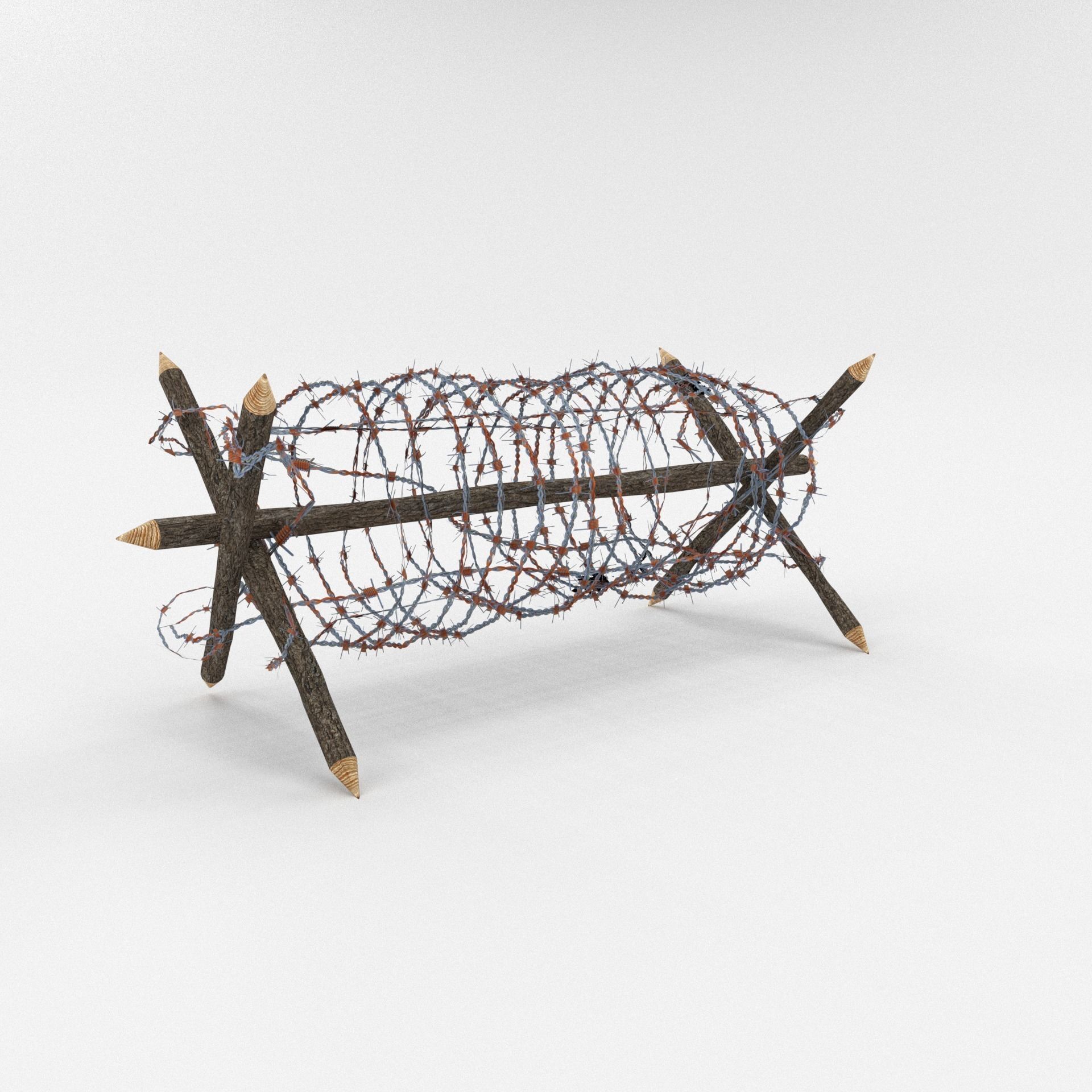 Lowpoly Barb Wire Obstacle Low-poly 3D model_2