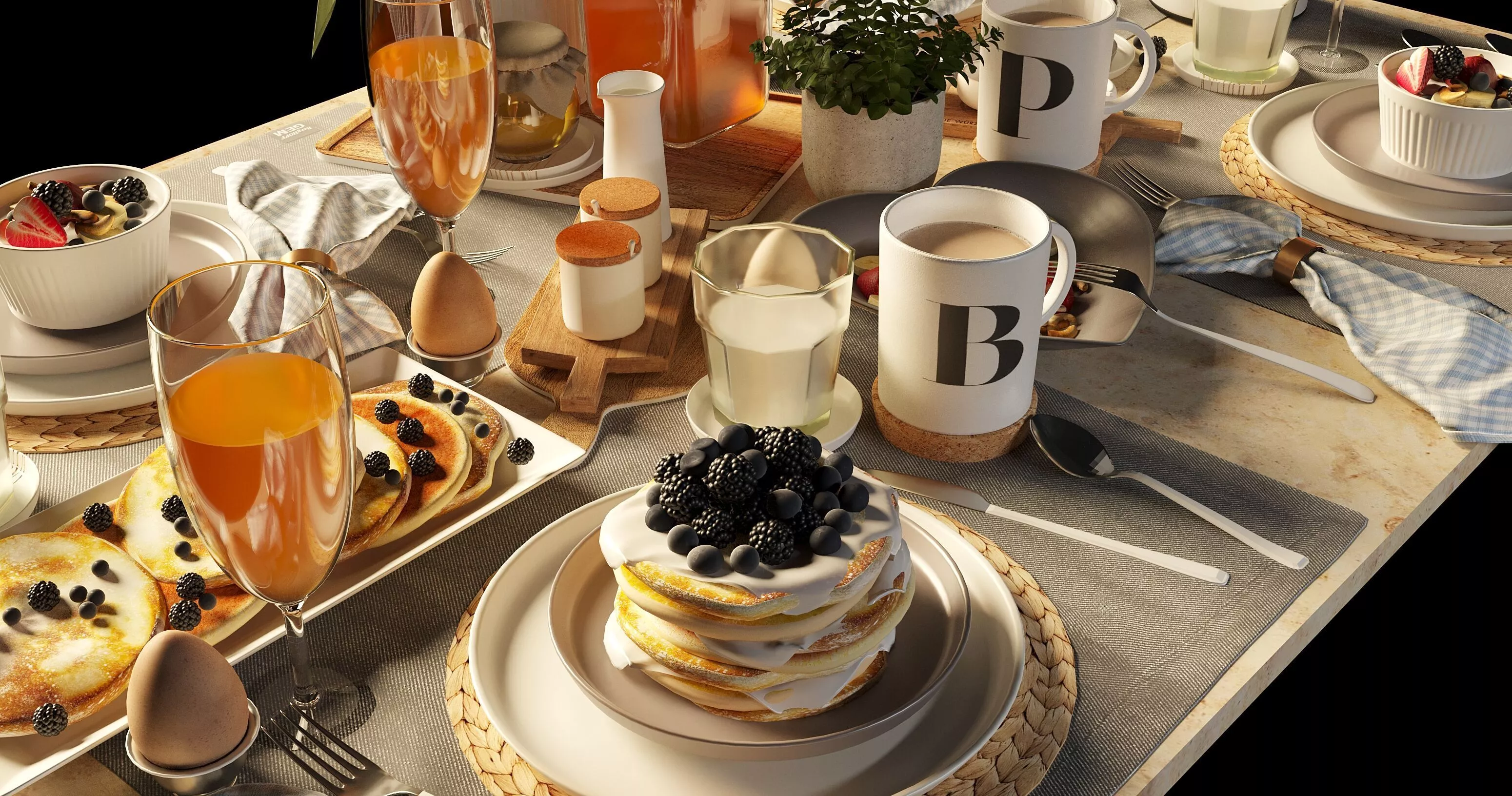 Cozy Breakfast Table Setup Free 3D model