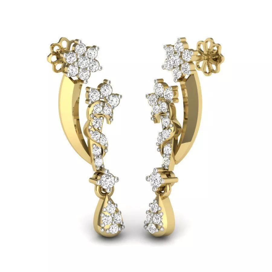 SILVER AND GOLD LONG EARRINGS 3D print model