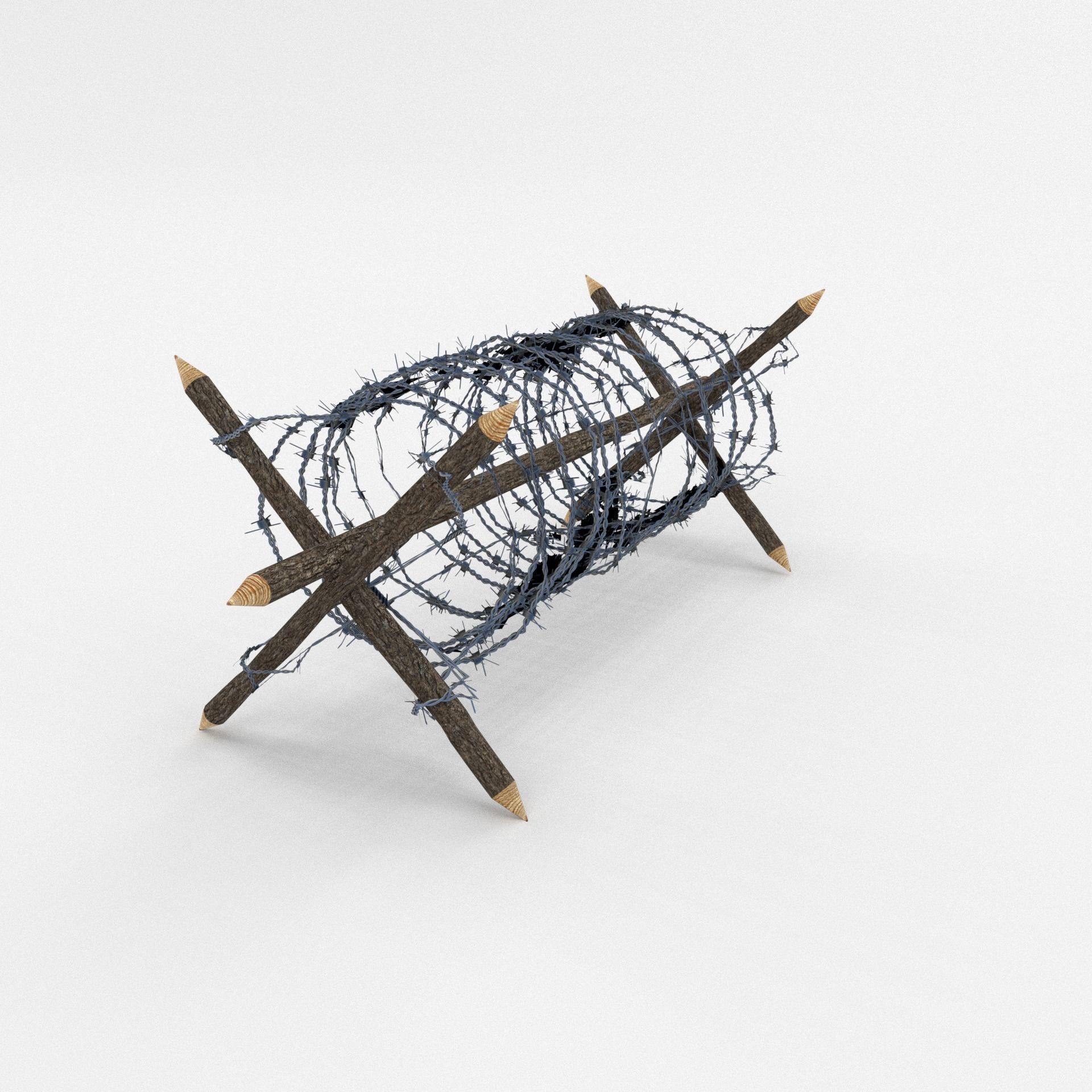 Lowpoly Barb Wire Obstacle Low-poly 3D model_2