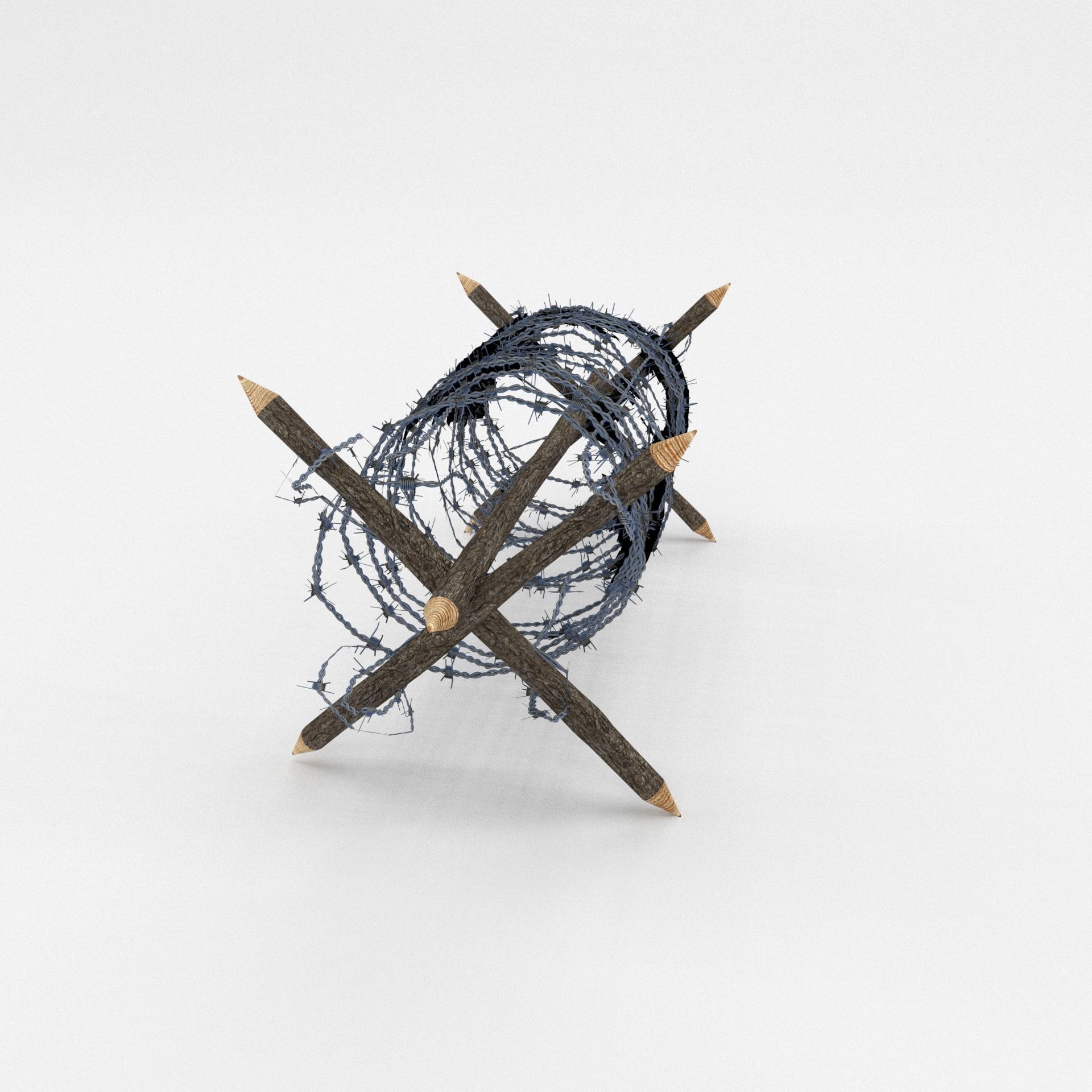 Lowpoly Barb Wire Obstacle Low-poly 3D model_3
