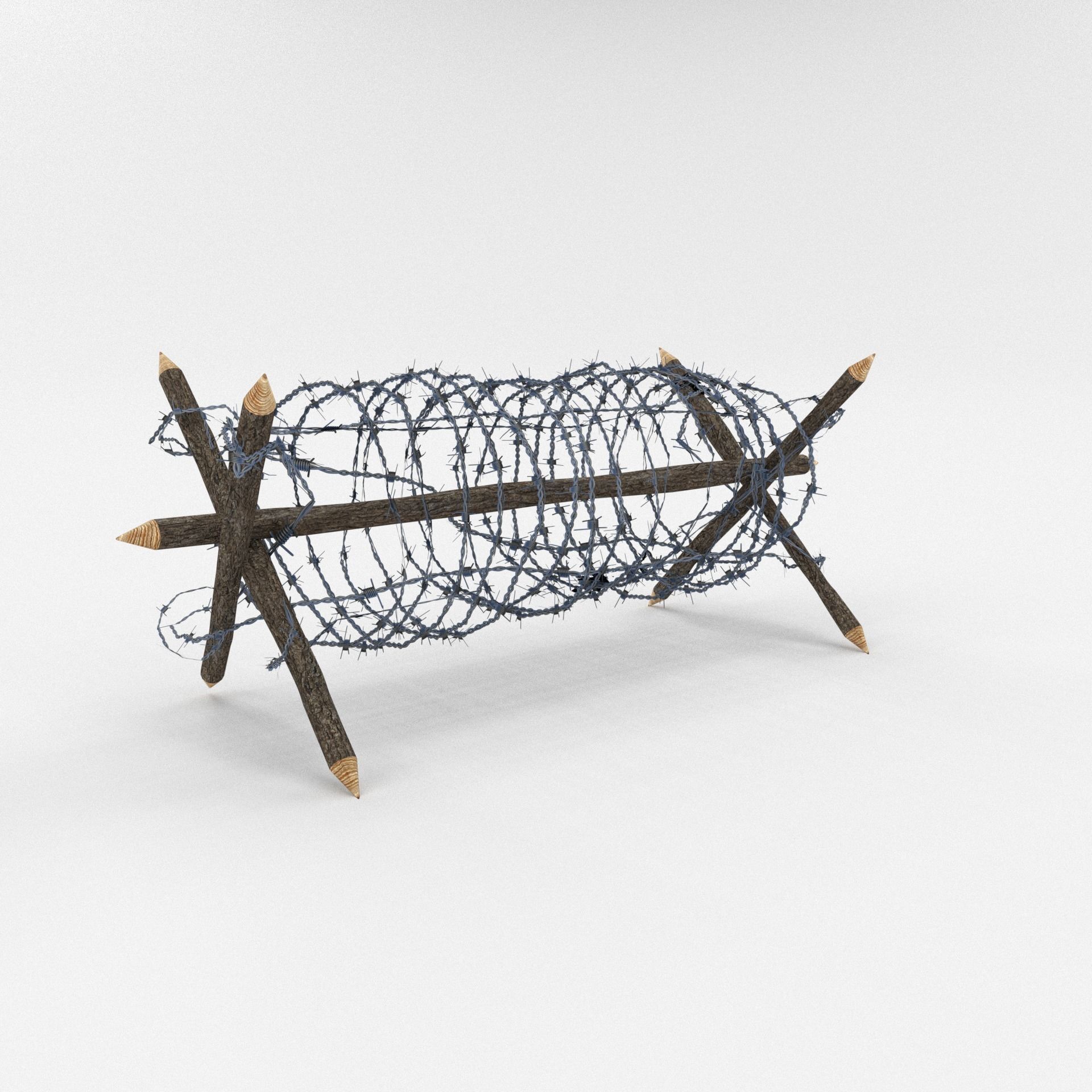 Lowpoly Barb Wire Obstacle Low-poly 3D model_4