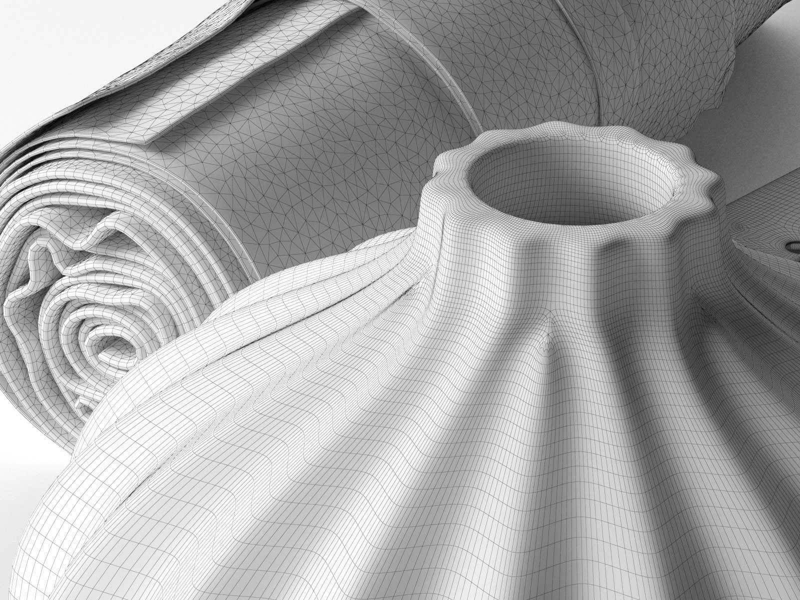 Plate Fork Vase and Rolled Cloth 3D model_2