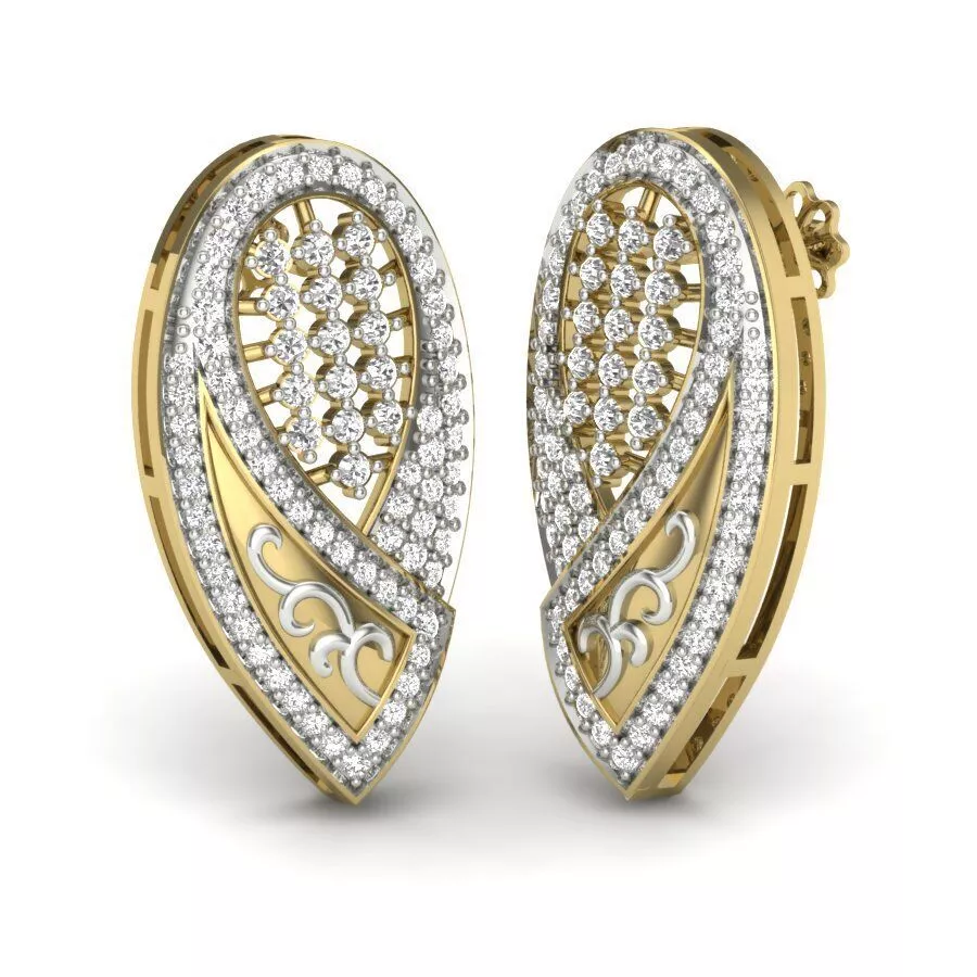 SILVER AND GOLD LONG EARRINGS 3D print model