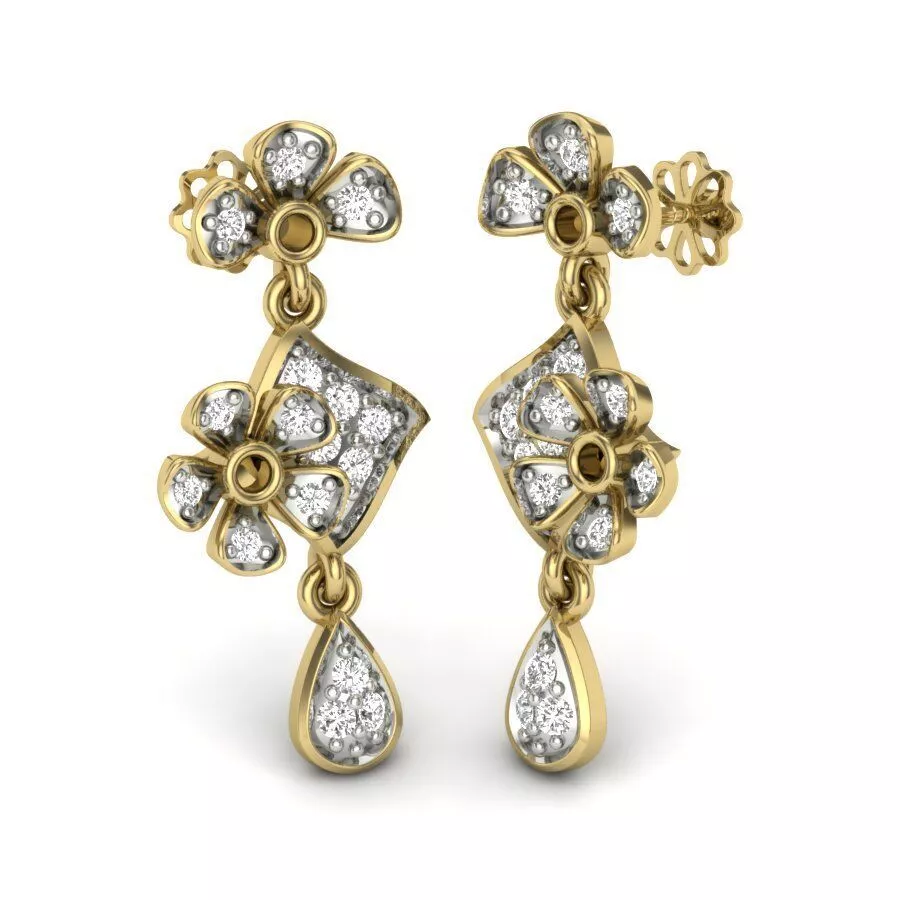 SILVER AND GOLD LONG EARRINGS 3D print model
