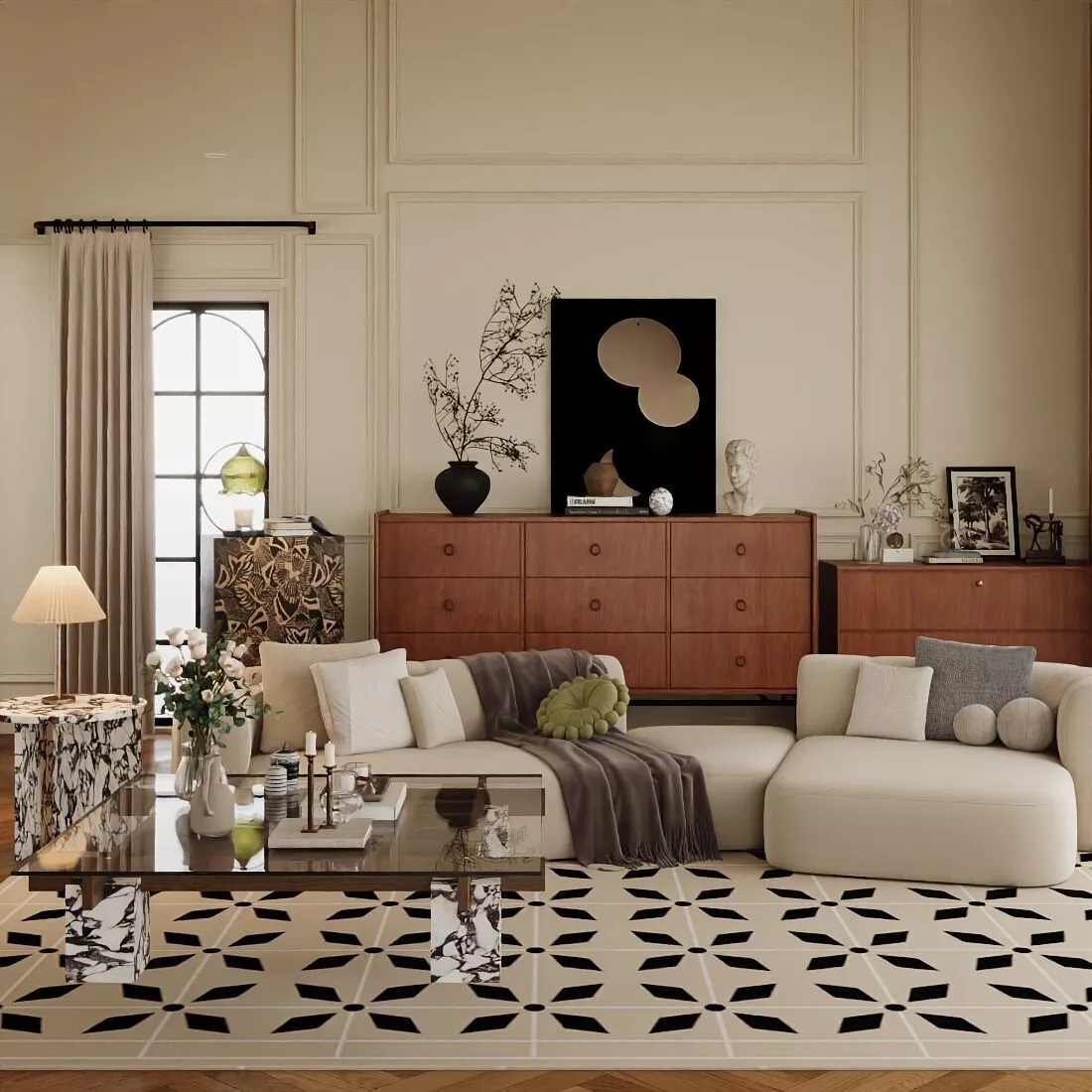 French retro-style living room 3D model