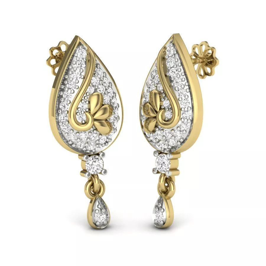 SILVER AND GOLD LONG EARRINGS 3D print model