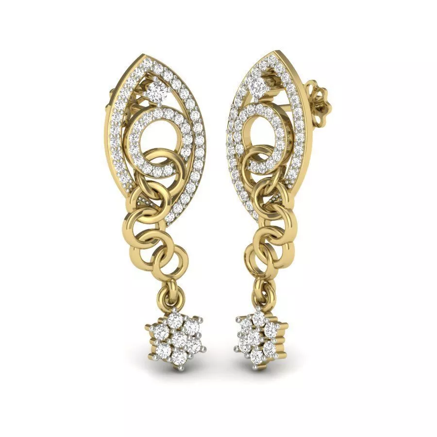 SILVER AND GOLD LONG EARRINGS 3D print model