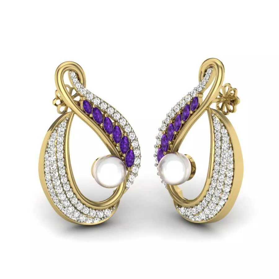 SILVER AND GOLD LONG EARRINGS 3D print model