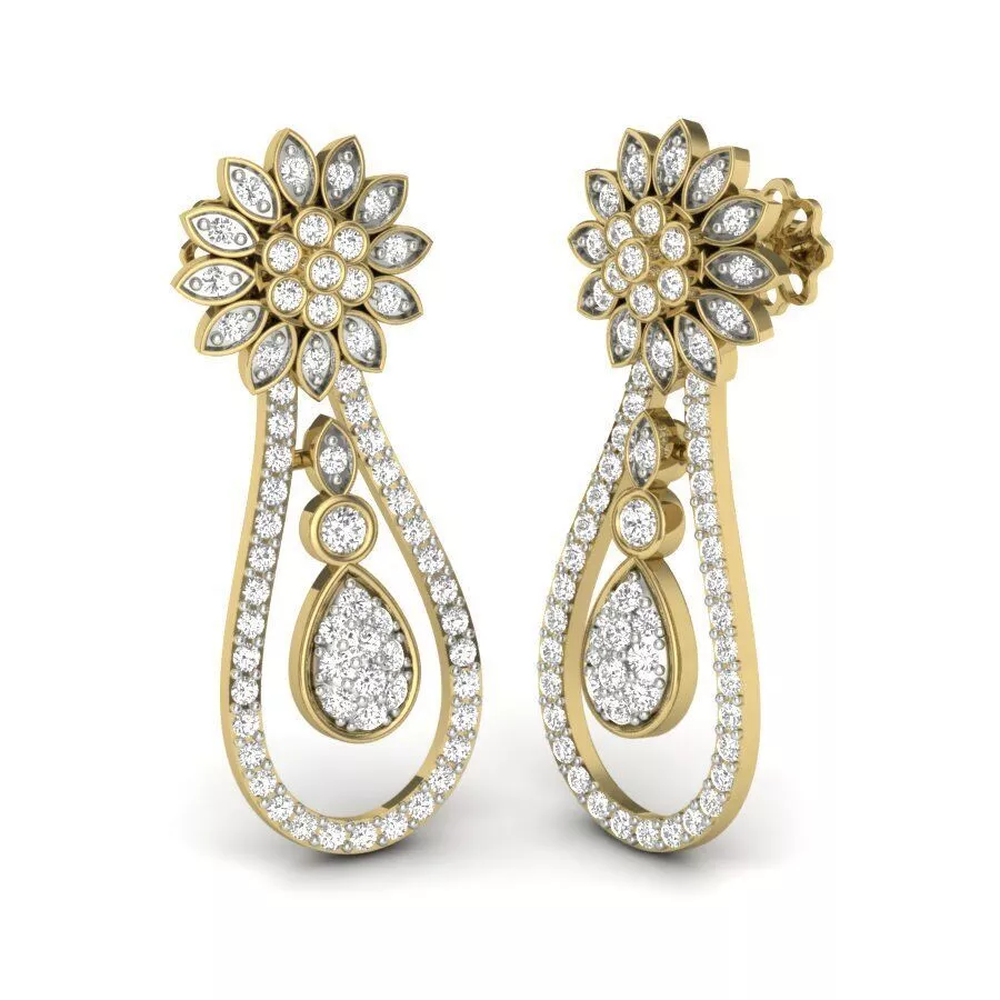 SILVER AND GOLD LONG EARRINGS 3D print model