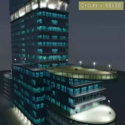 Skyscraper 5 office building at night 3D model