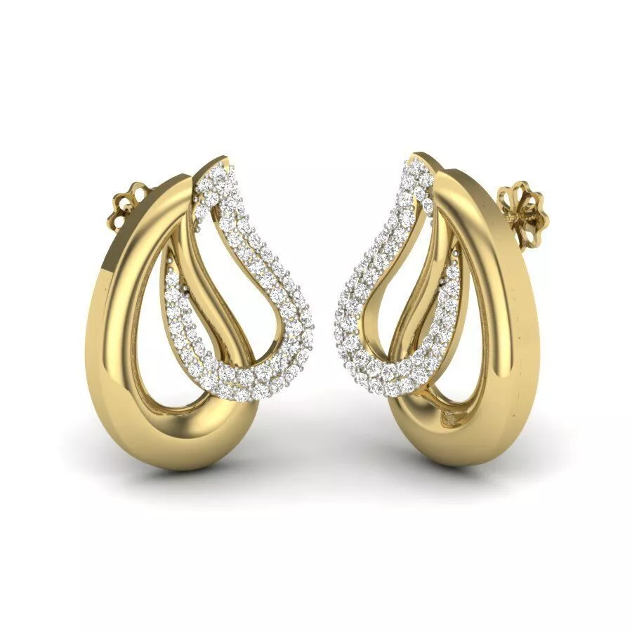 SILVER AND GOLD LONG EARRINGS 3D print model