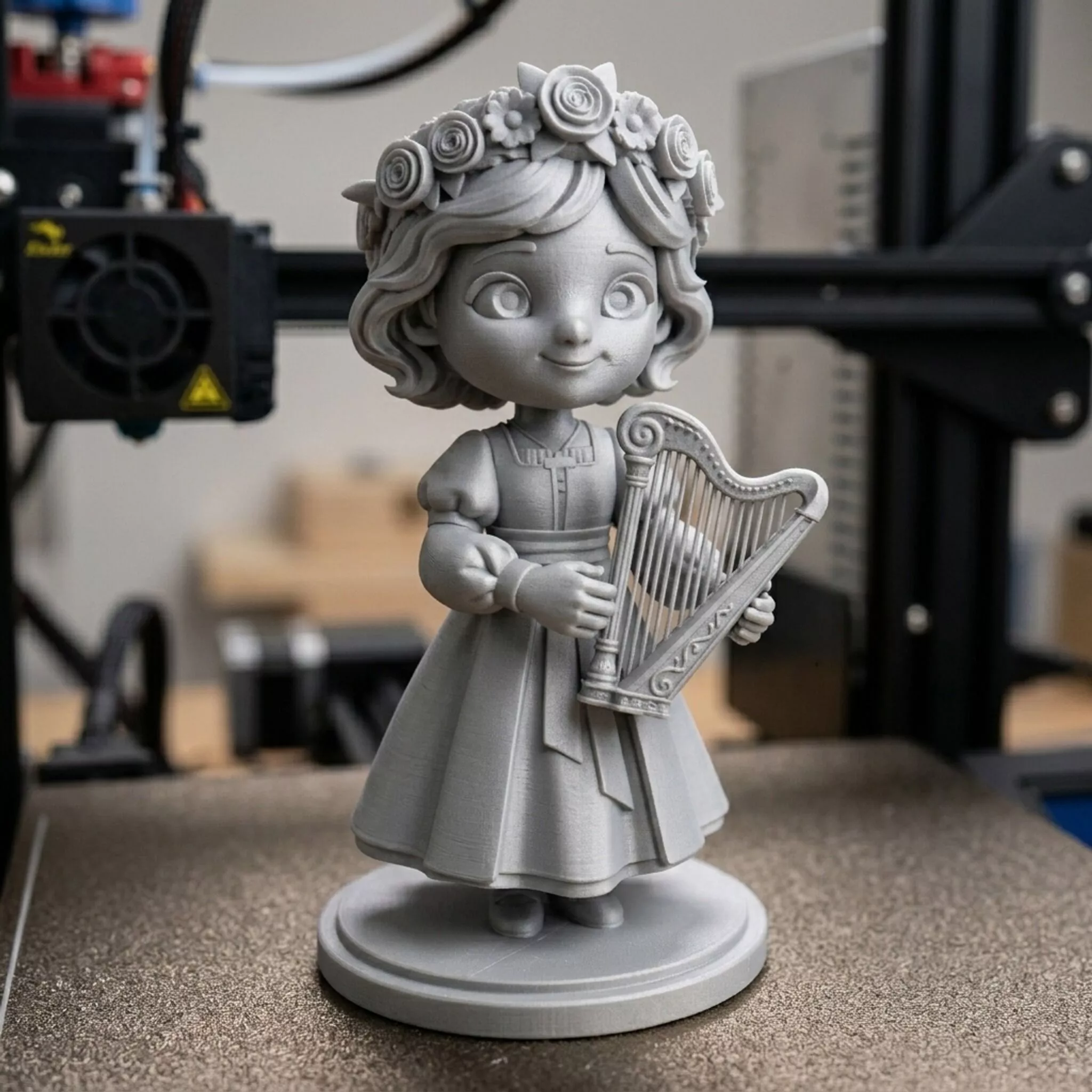Saint Cecilia Holding Harp 3D print model